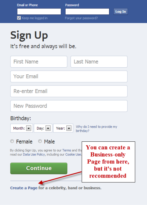 How to create a fb business page