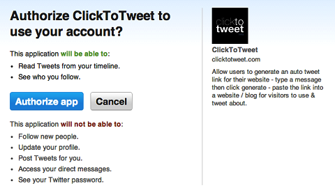 authorize clicktotweet.com to access twitter
