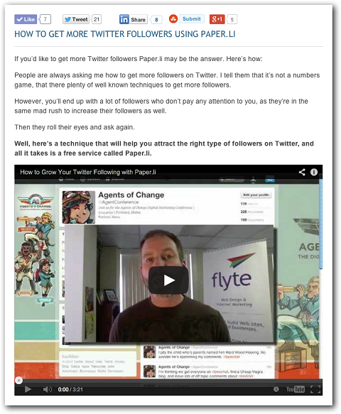 example of video blog post