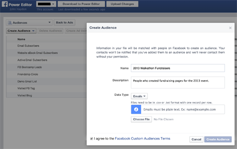 creating a facebook custom audience