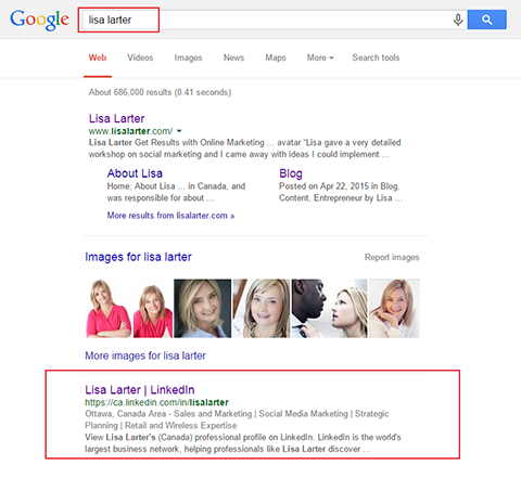 public profile in google search results