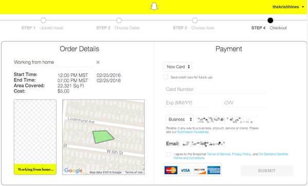 snapchat geofilter order payment