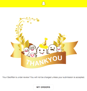 snapchat geofilter order confirmation