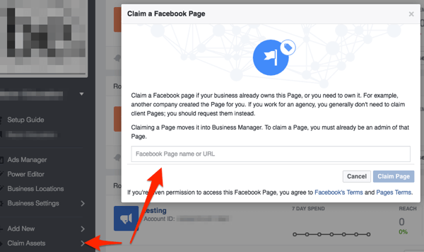 facebook claim page