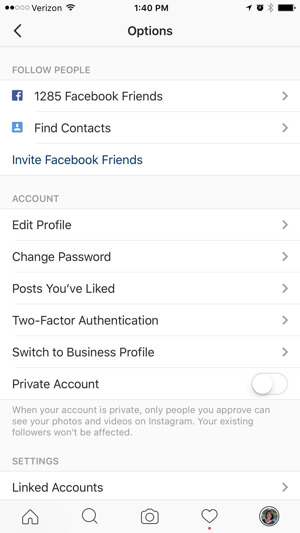 instagram business profiles options - cant follow facebook friends on instagram