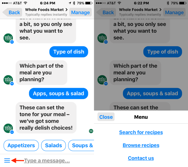 Including browsing menus in your chatbot makes it easier for users to find the information they're looking for.