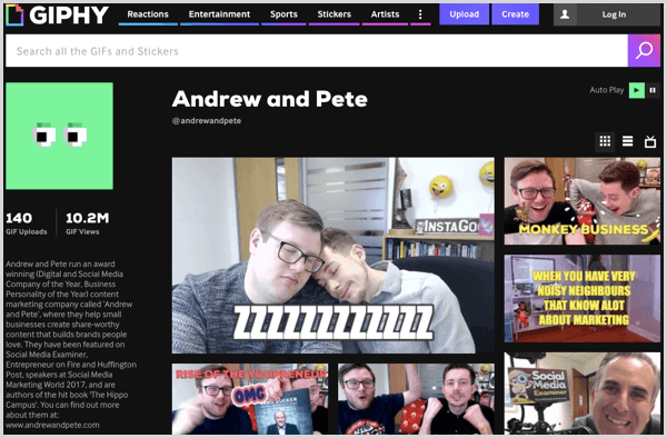 Andrew and Pete have a collection of GIFs on Giphy.