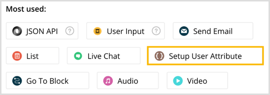Select Setup User Attribute in Chatfuel.