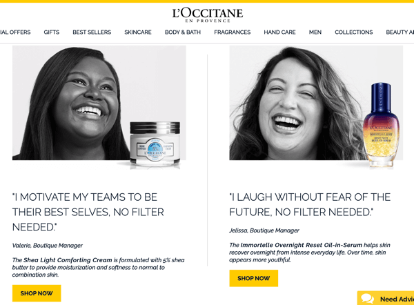 How to recruit paid social influencers, example of Instagram influencer posts from the L’Occitane en Provence no filter needed campaign
