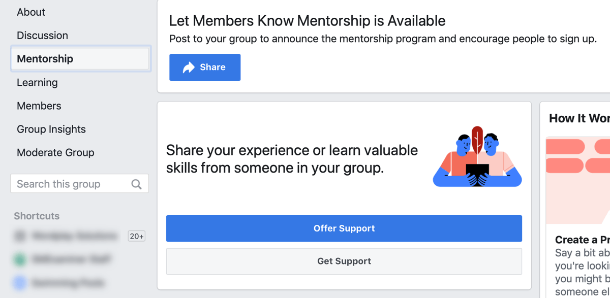 How To Improve Your Facebook Group Community Social Media Examiner - how to improve your facebook group community facebook group mentorship option and dashboard example