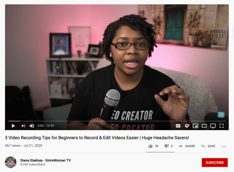 screenshot of an entrewoman tv video offering 3 tips for beginners to record and edit videos easier